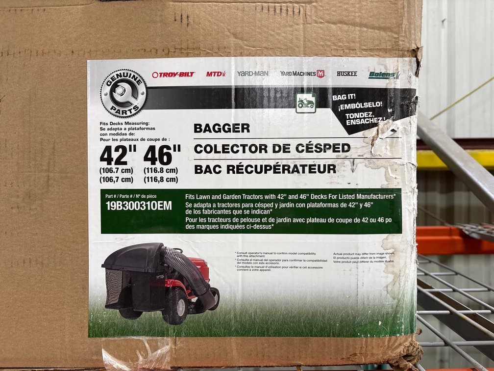 Universal Riding Mower Bagger, Fits 42in & 46in Troy Bilt