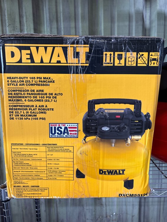 DeWalt 6 Gallon 165psi Compressor