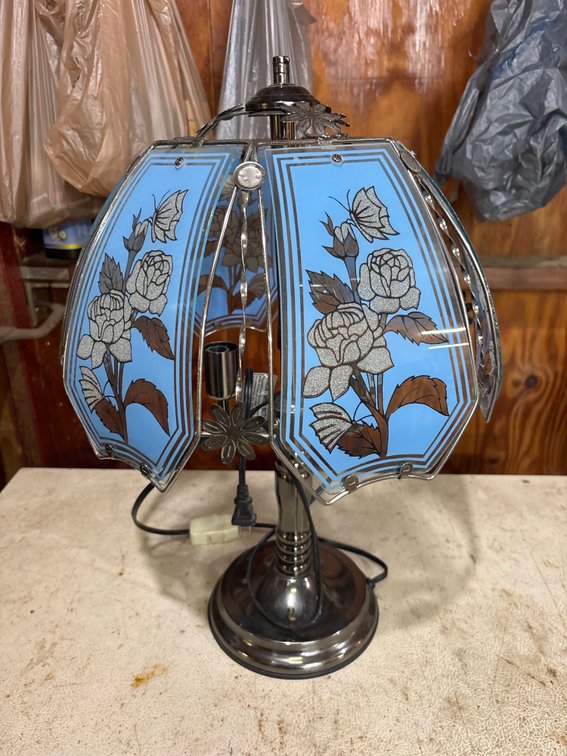 Table Lamp w/ Painted Glass Shade