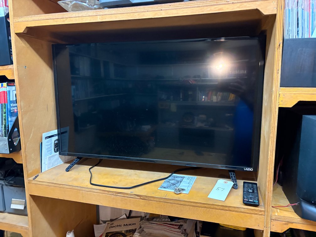 Vizio TV, Approx 36 inch with Stereo System, 2 VCR Tape Players and Microwave, Toaster Oven