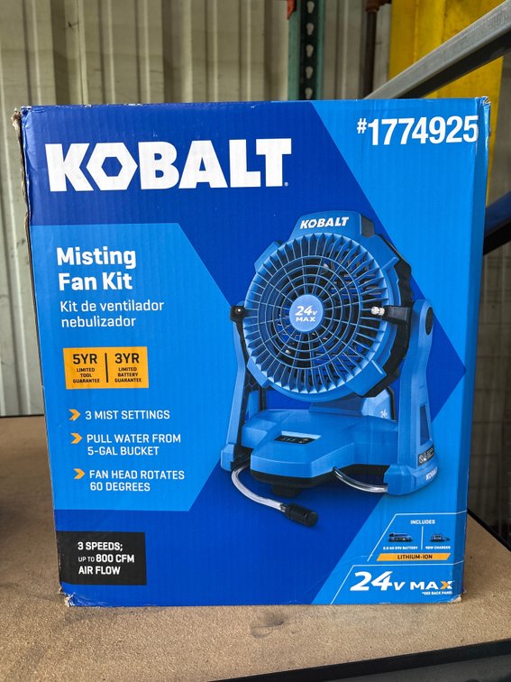Kobalt 24V Misting Fan includes Battery and Charger