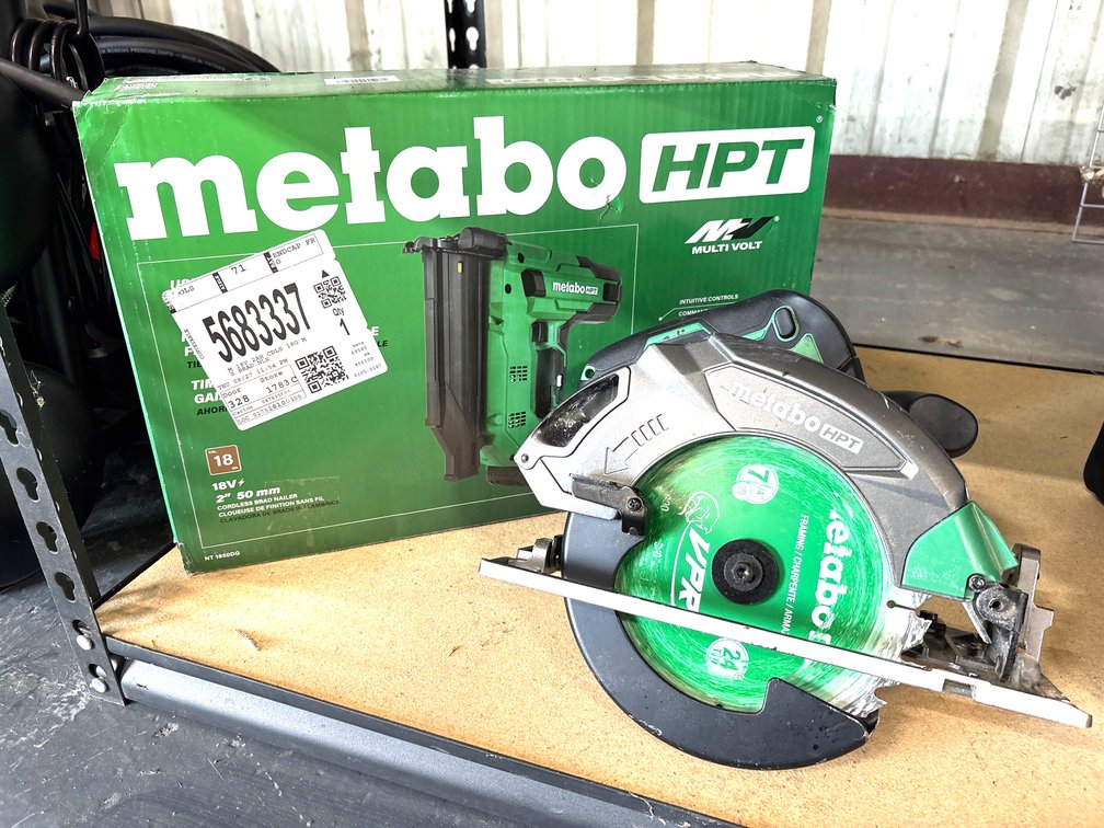 Metabo HPT 18V Circular Saw and Nailer, 2pcs, includes (1) Battery and Charger