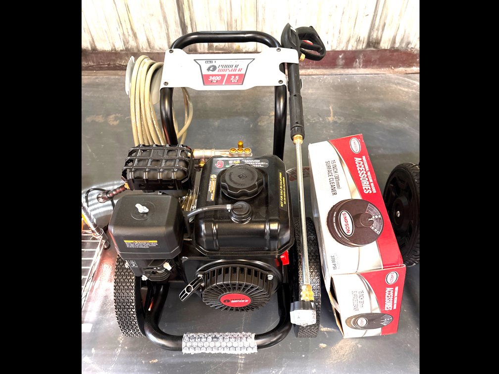 Power Washer 3400psi Gas Pressure Washer, includes Simpson 15in Surface Cleaner Attachment