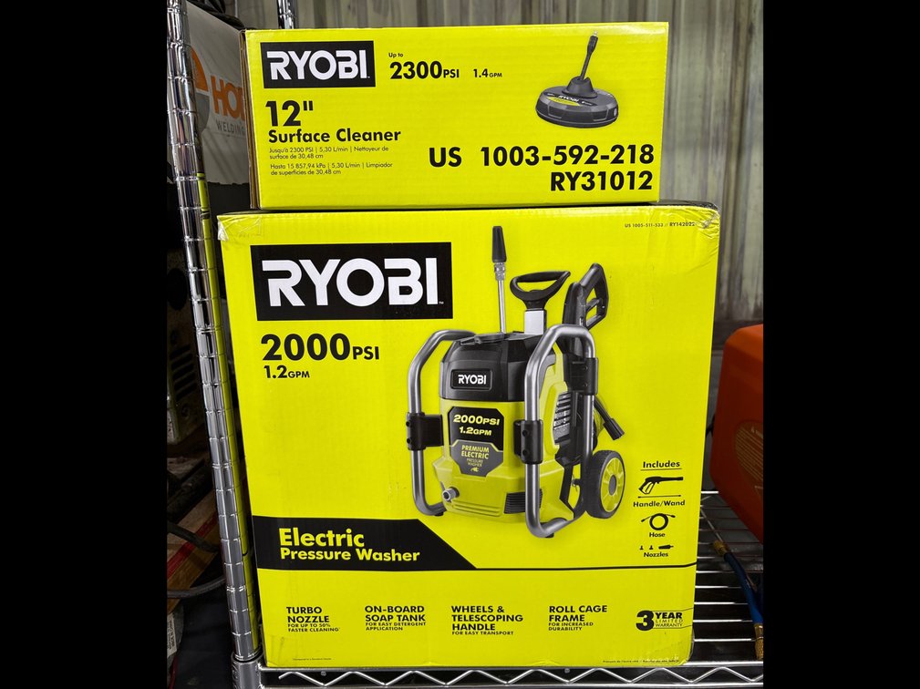 Ryobi 2000psi Electric Pressure Washer, includes 12in Surface Cleaner Attachment