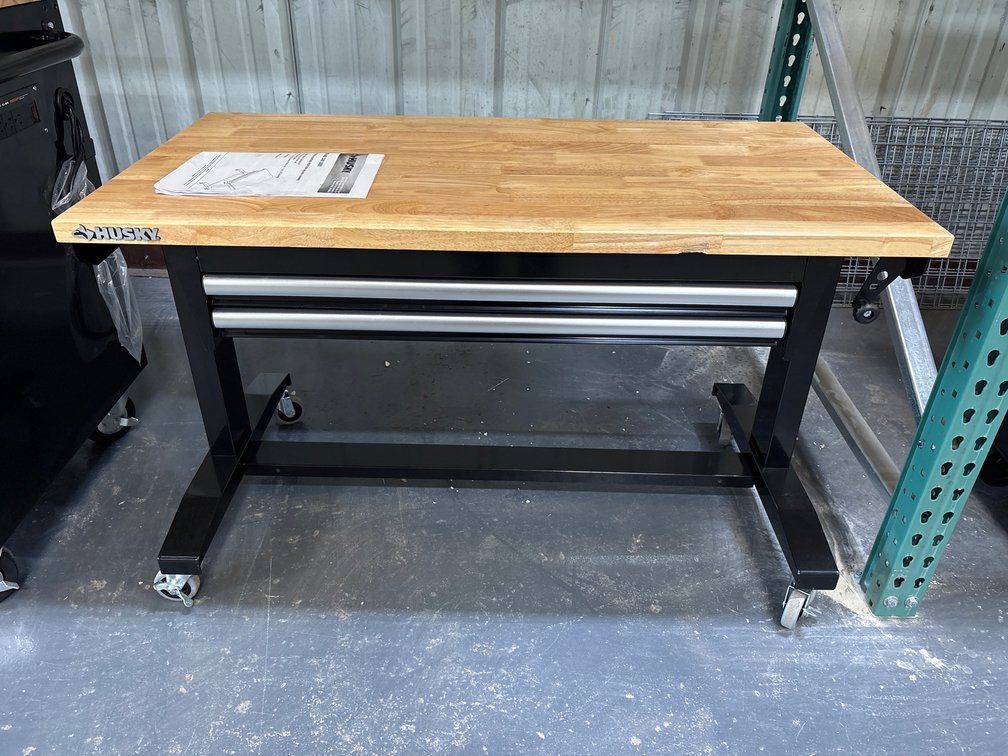Husky 46in Adjustable Height Work Table with 2 Drawers