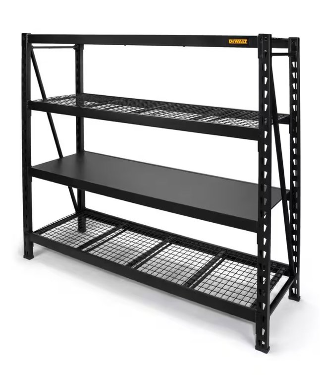 DeWalt 6ft 4 Shelf Industrial Rack, includes 2pc Pegboard Kit