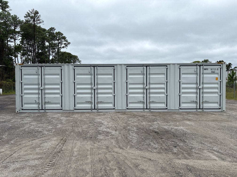 One Trip High Cube 40Ft Shipping Container w/ (4) Side Doors, 40ft x 8ft x 114in