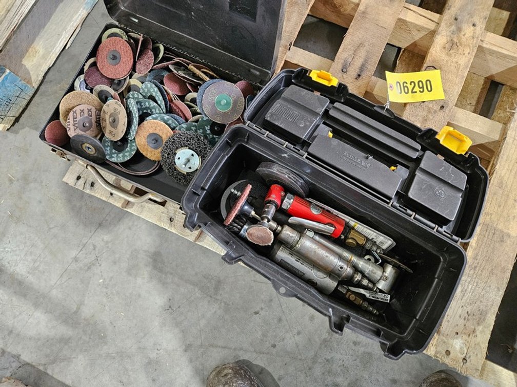 Tool Box Of Die Grinders And Discs