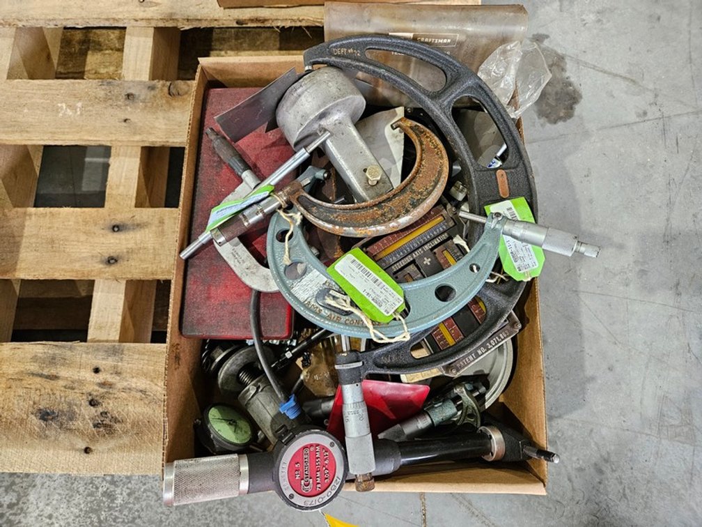 Box Of Assorted Gauges And Tools