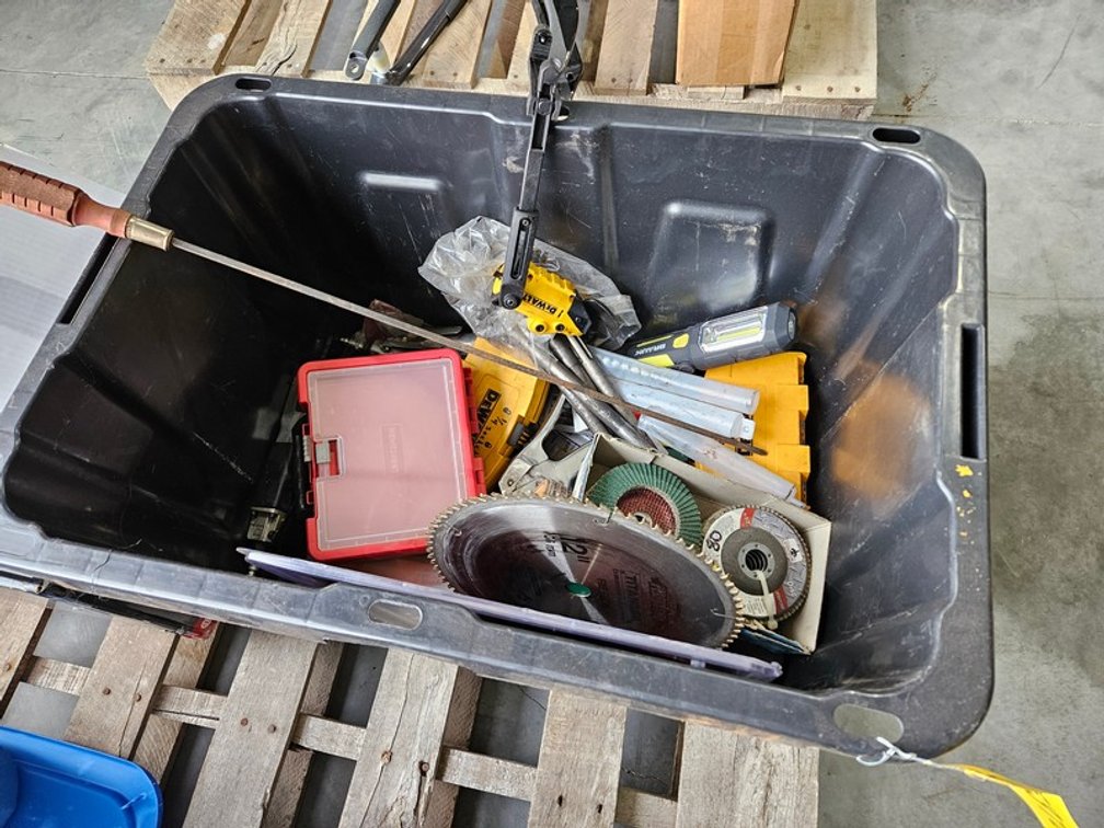 Box Of Tools, Blades, And Grinding Discs