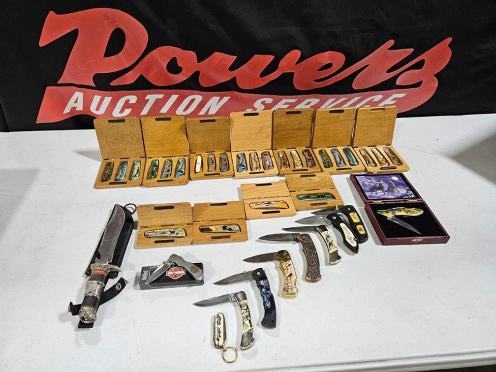 Box Of Assorted Knives And Cases