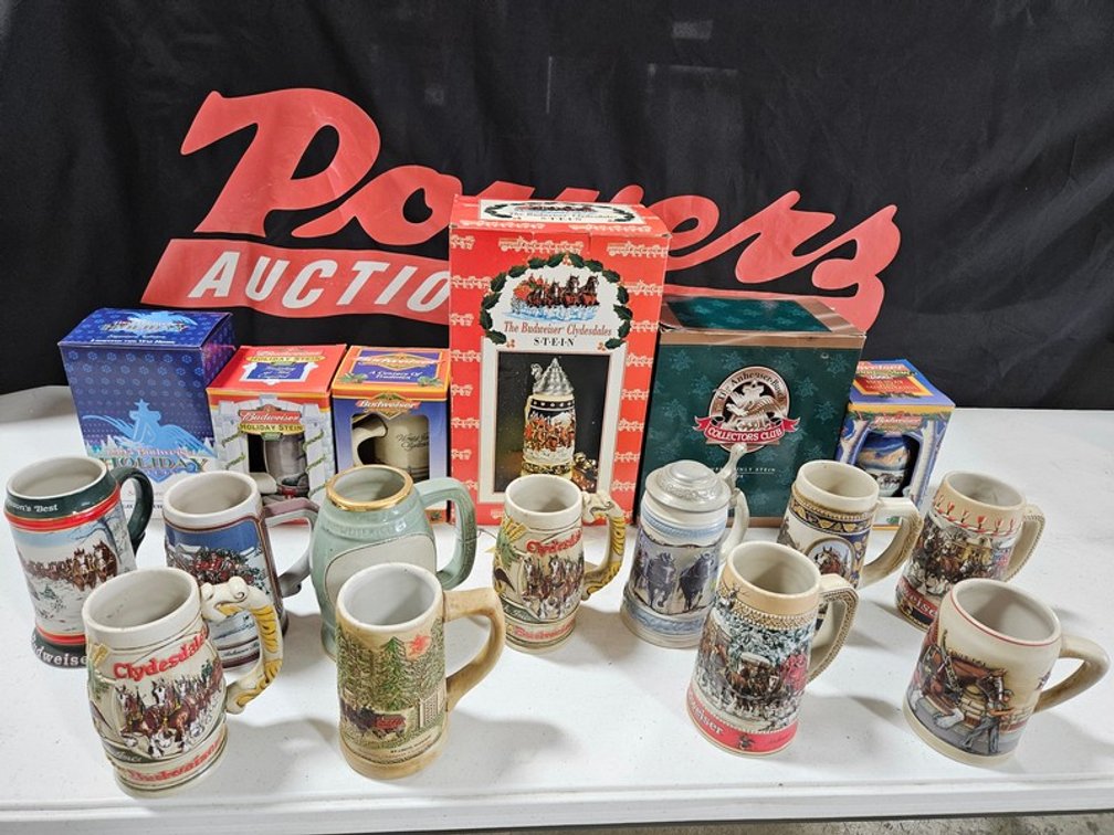 Tote Of Budweiser Steins And Mugs