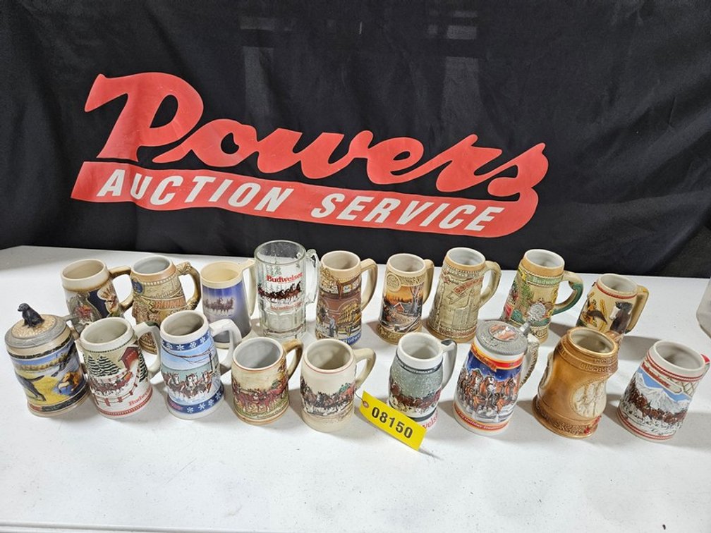 Tote Of Budweiser Mugs And Steins