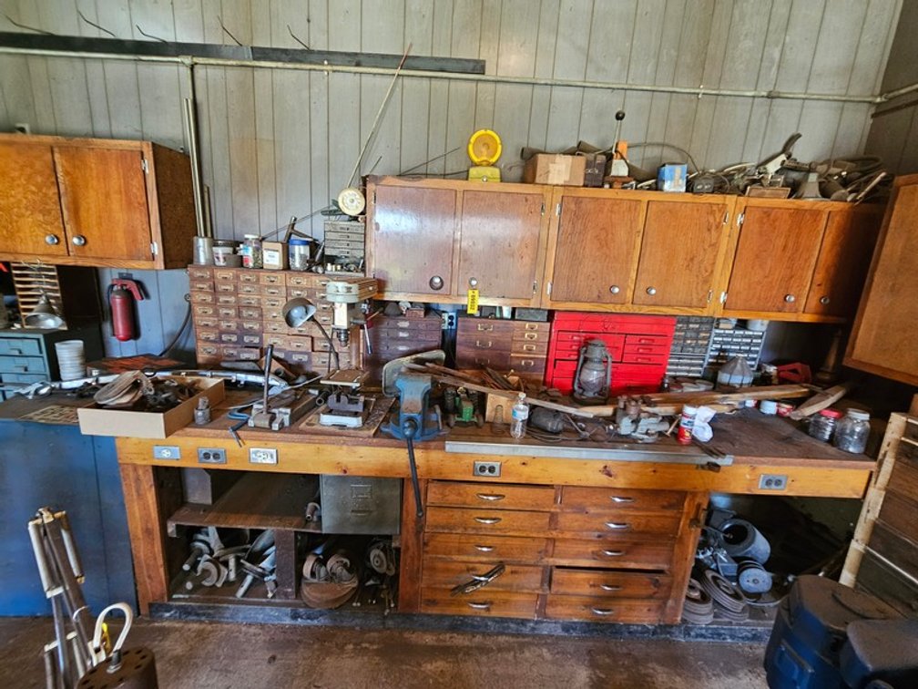 Assorted Boxes And Wooden Bench
