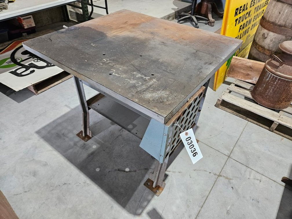 36"x32" Metal Work Table With 2 Shelves