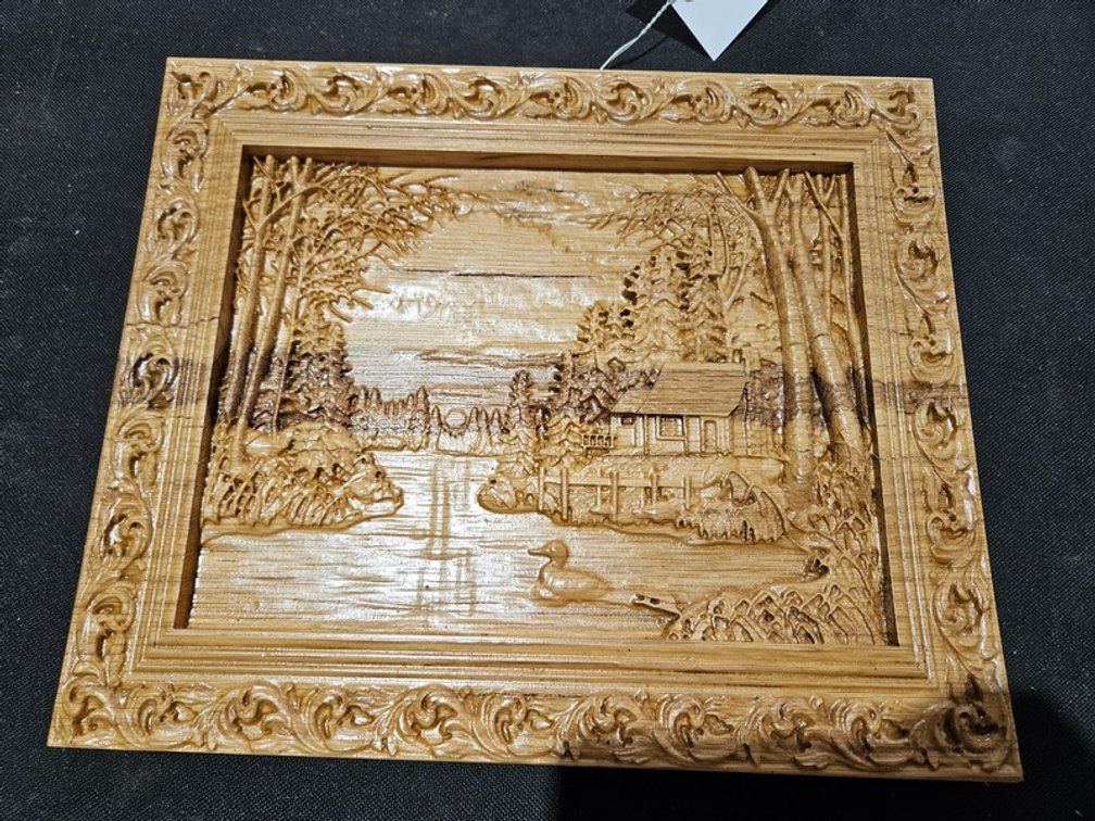 Cabin On The Lake Wood Carving