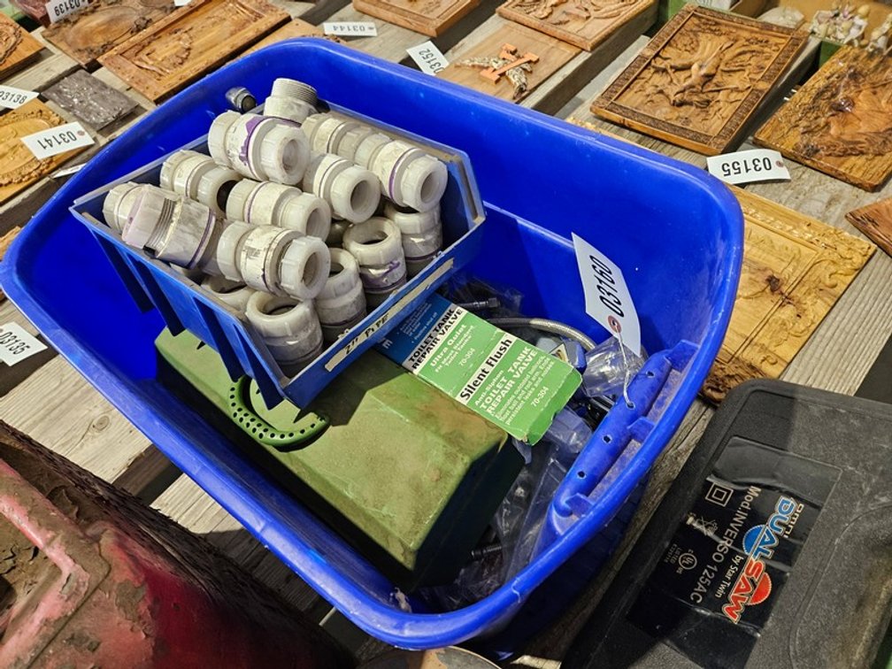 Tote Of Misc Plumbing Items