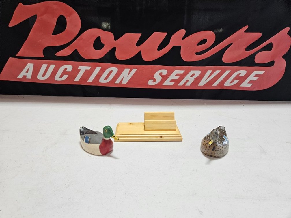 (2) Wooden Ducks And Business Card Holder