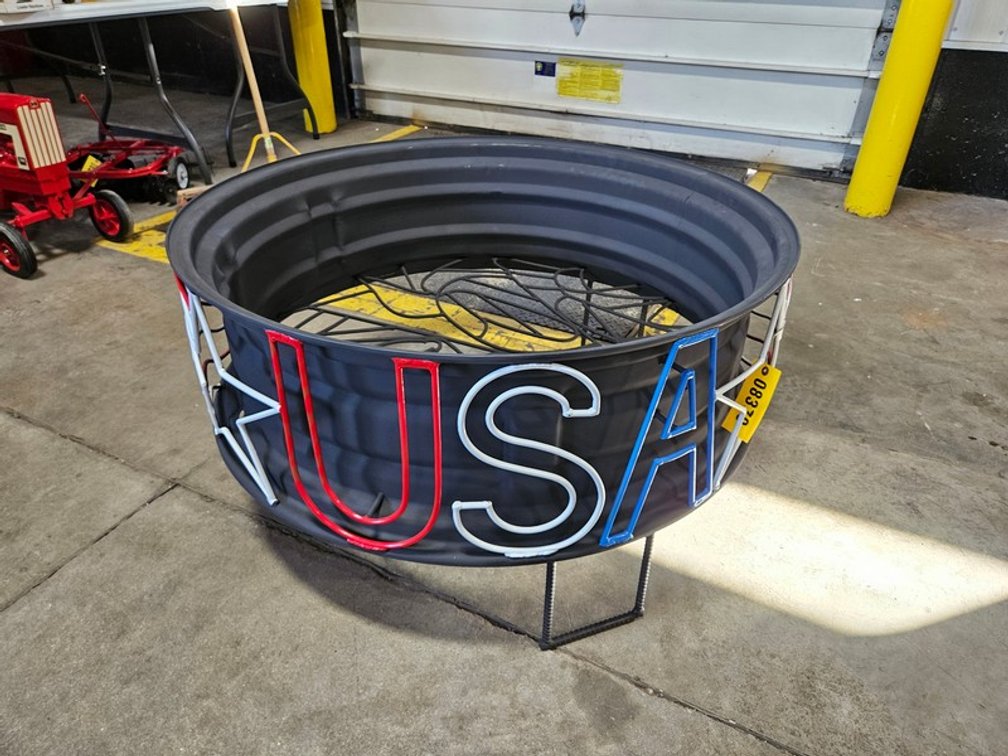 Metal Fire Pit USA Red White And Blue Designed