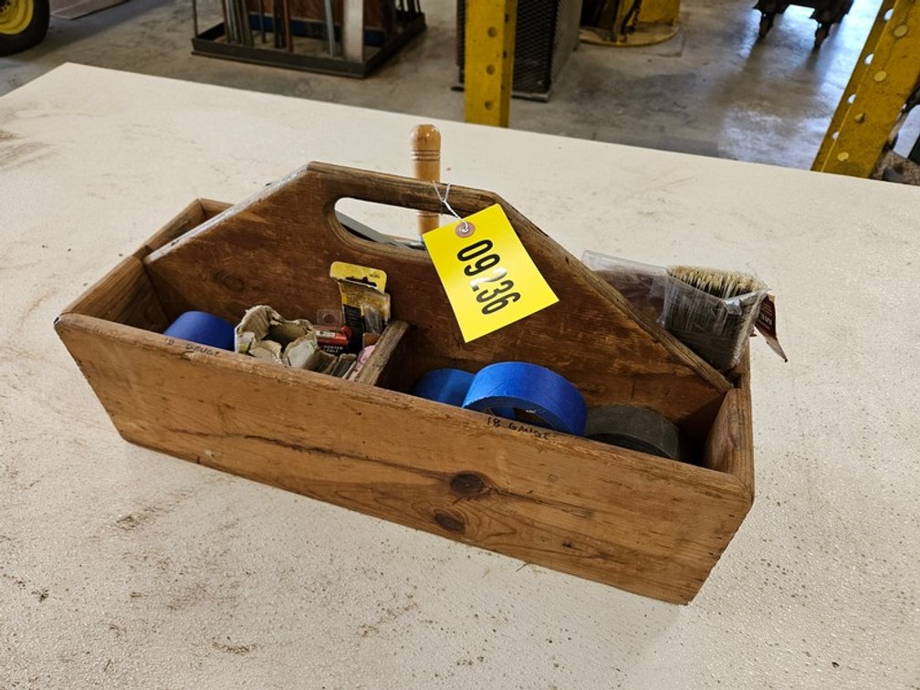 Wooden Tool Box With Assorted Hardware