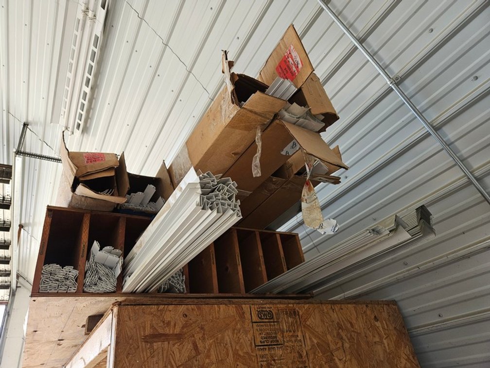Wood Storage Box Full Of Glass Board Trim
