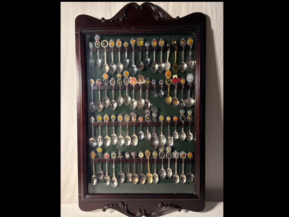 Collectible Spoons in Display Case