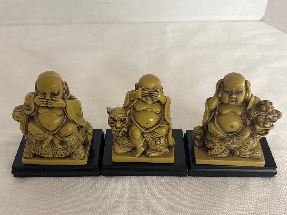 Three Laughing Buddha Figurines (3)