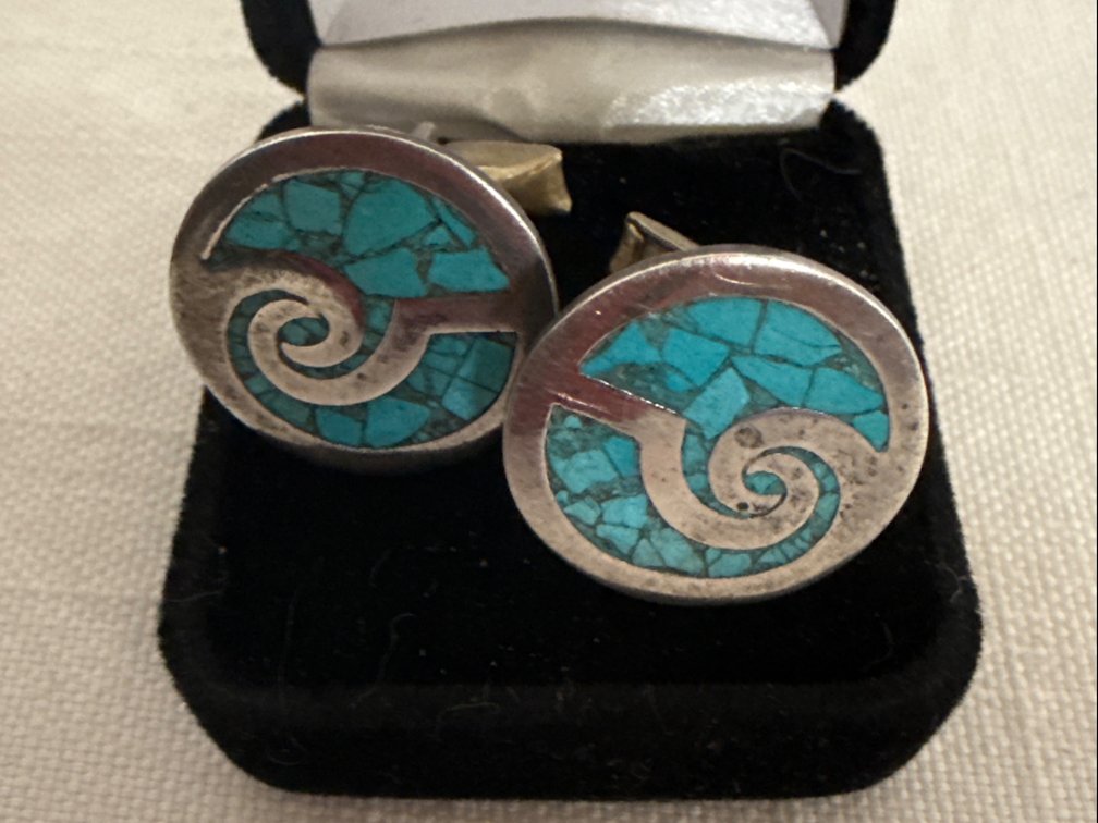 Silver & Turquoise Cuff Links