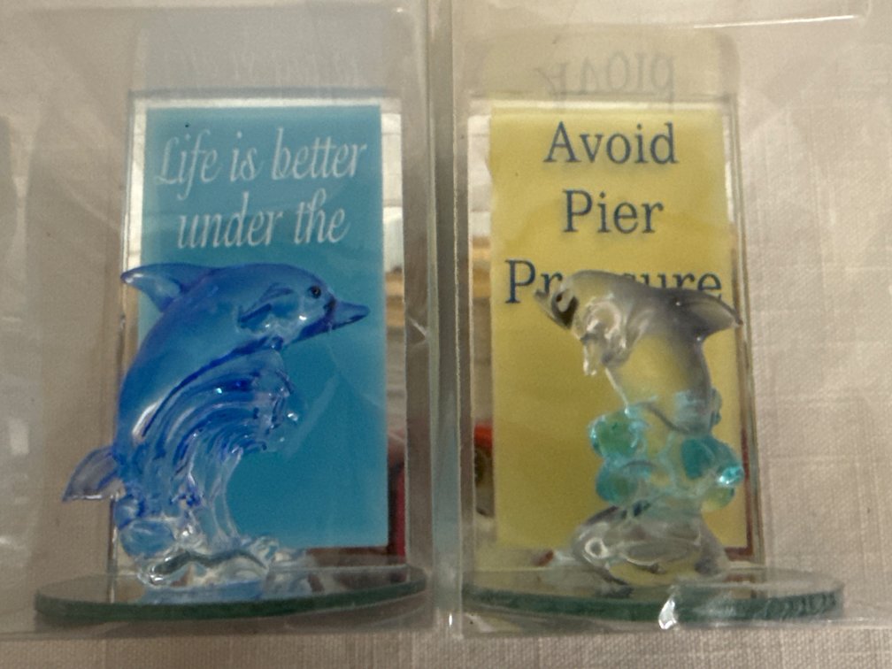 Glass Dolphin Figurines (2) (NIB)