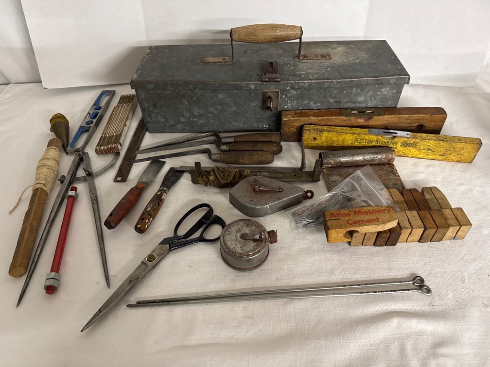 Vintage Tools in Metal Tool Box
