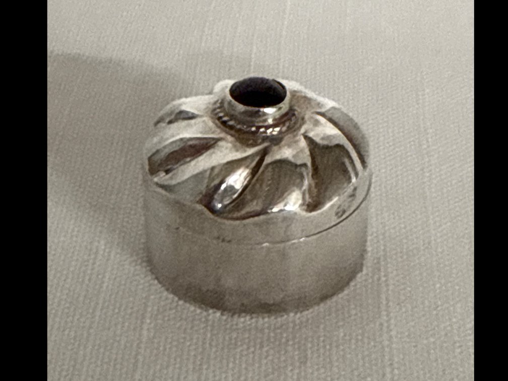 Vintage Silver & Onyx Pill Box