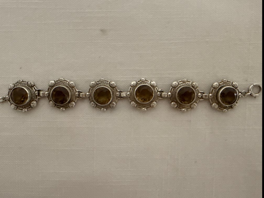 Sterling Silver Bracelet with Citrine Gemstones