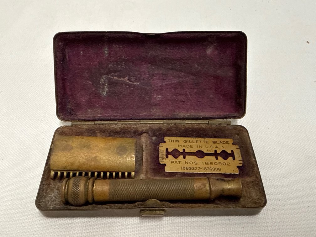 Antique Gillette Blade (Brass) Razor Set