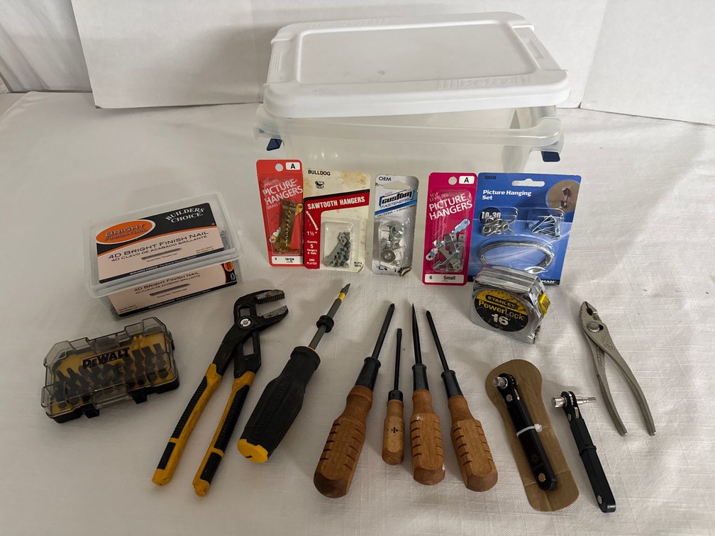 Plastic Bin with Tools