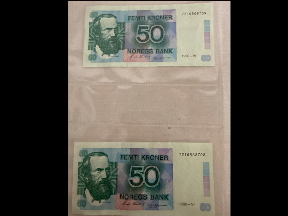 Norwegian 50 Kroner Booknotes (2)