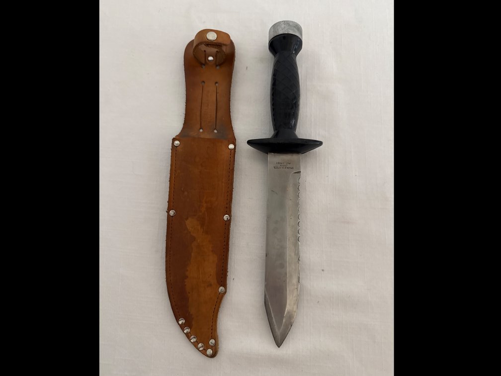 Vintage Divers Knife & Leather Sheath