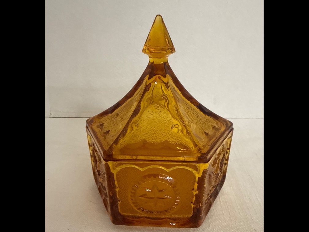 Vintage Tiara Amber Candy Dish