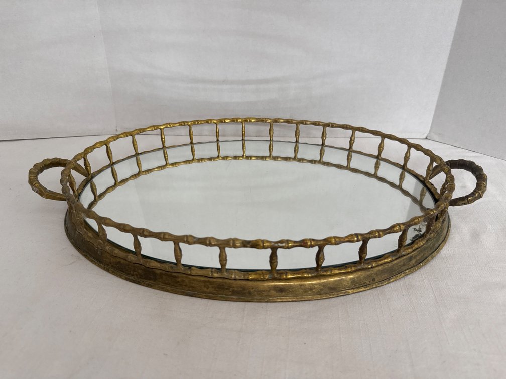 Vintage Solid Brass Mirrored Tray