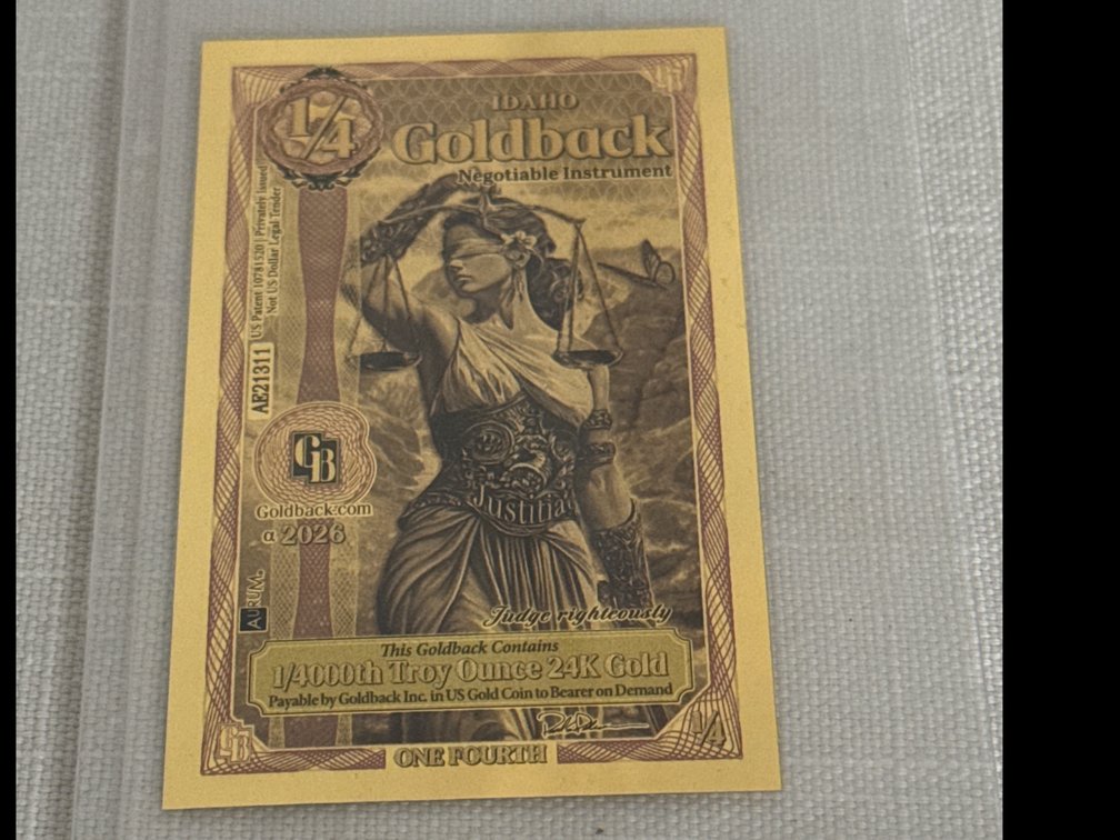 Idaho Goldback Gold Note