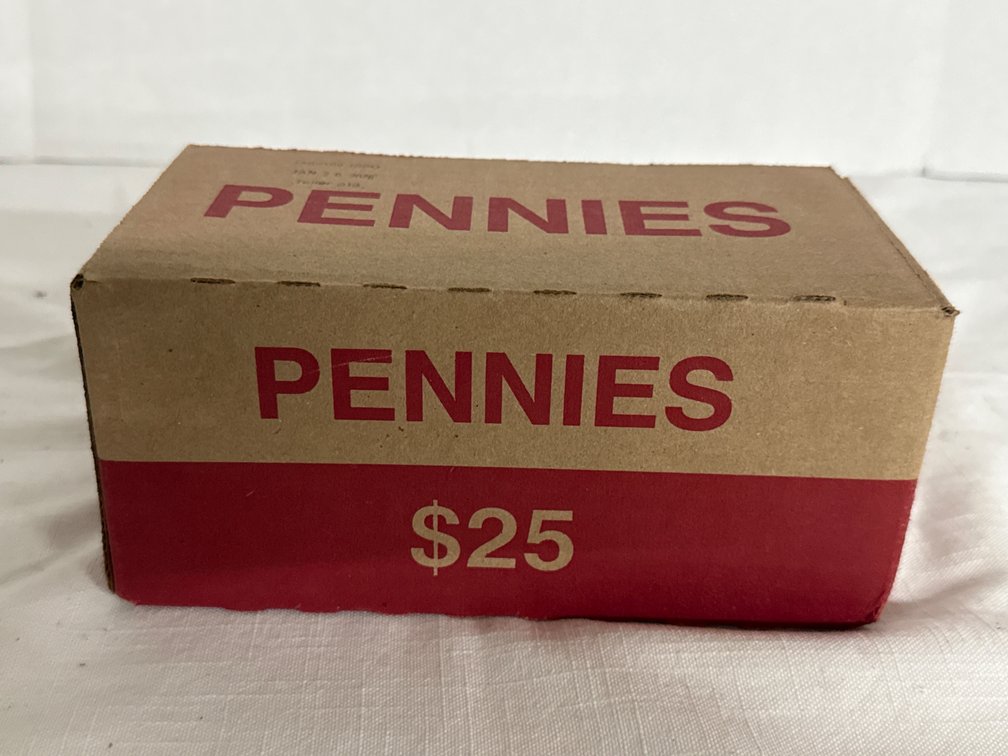 Box of 50 Rolls of Sealed Pennies (New)