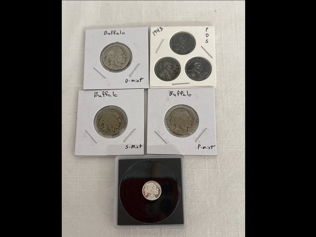 "Silver 1-Gram" Buffalo Coin, Buffalo Nickels & Steel Pennies