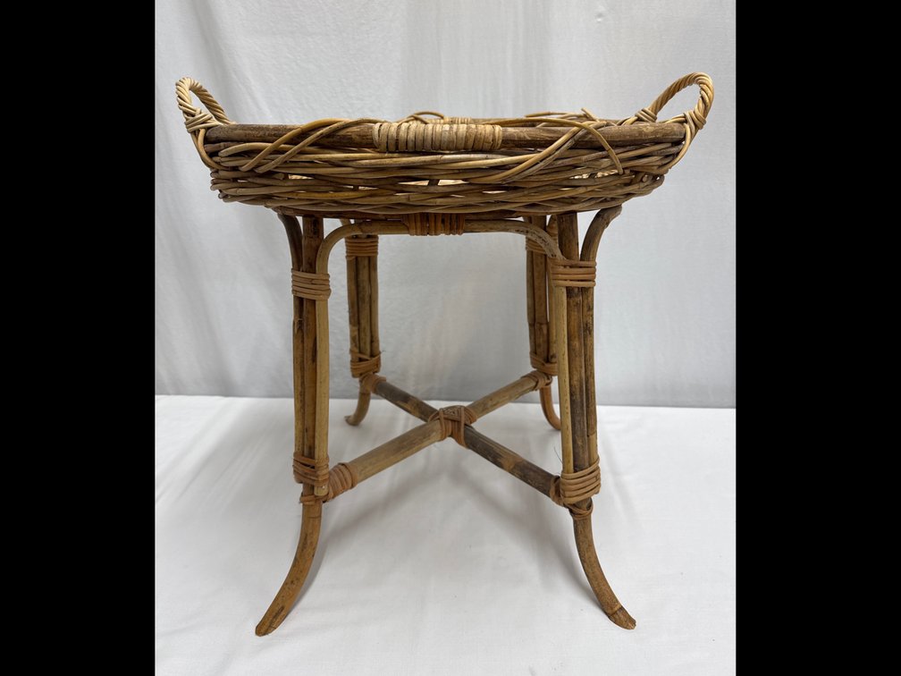 Vintage Woven Rattan Side Table