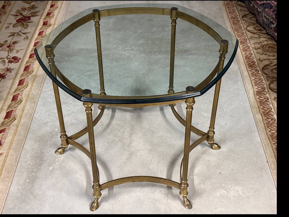 Vintage La Barge Brass Hoof Side Table