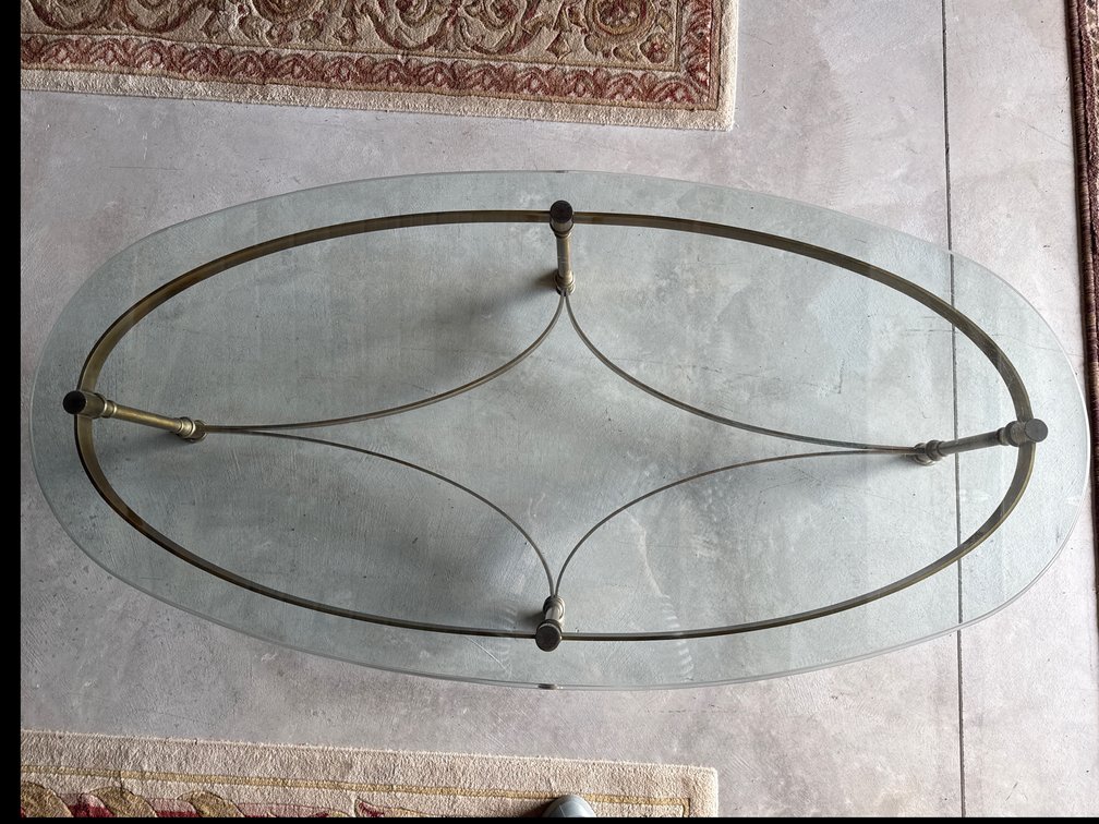 Vintage La Barge Brass Hoof Oval Table