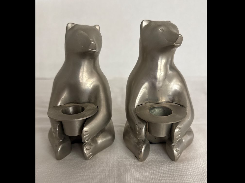 Restoration Hardware Bear Candle Holders (2)