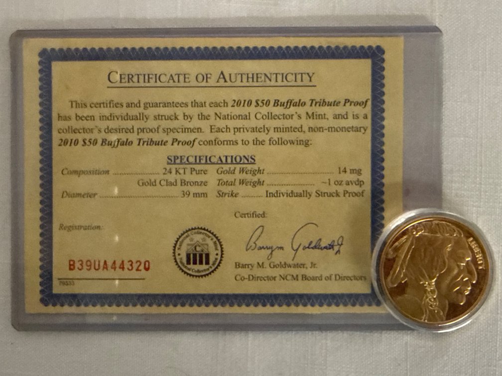 $50 Buffalo Tribute Proof