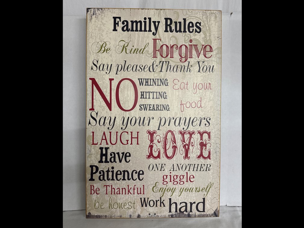 Family Rules Wood Sign