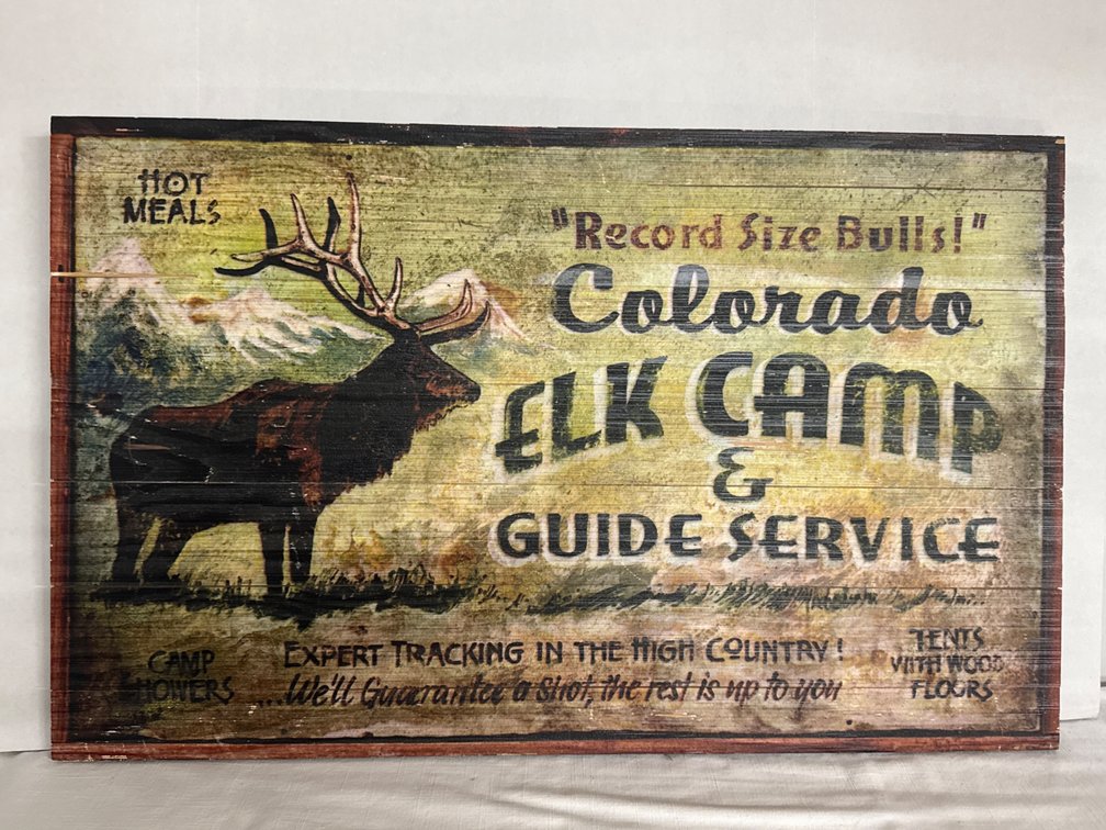 Colorado Elk Camp (Wood) Sign