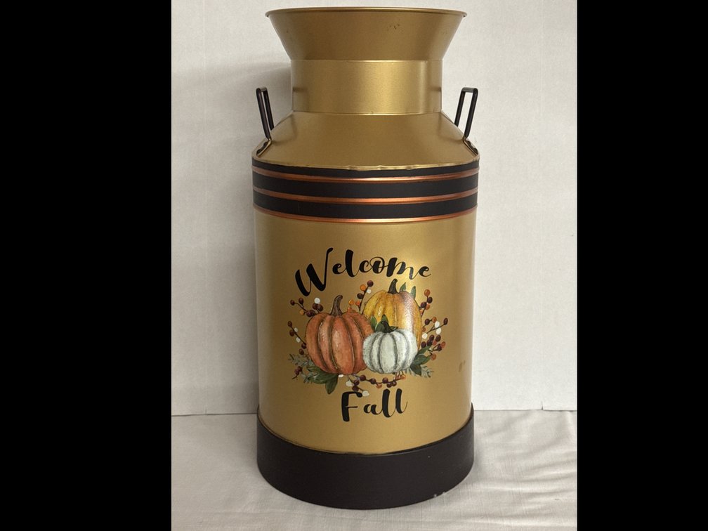 Welcome Fall (Metal) Milk Can