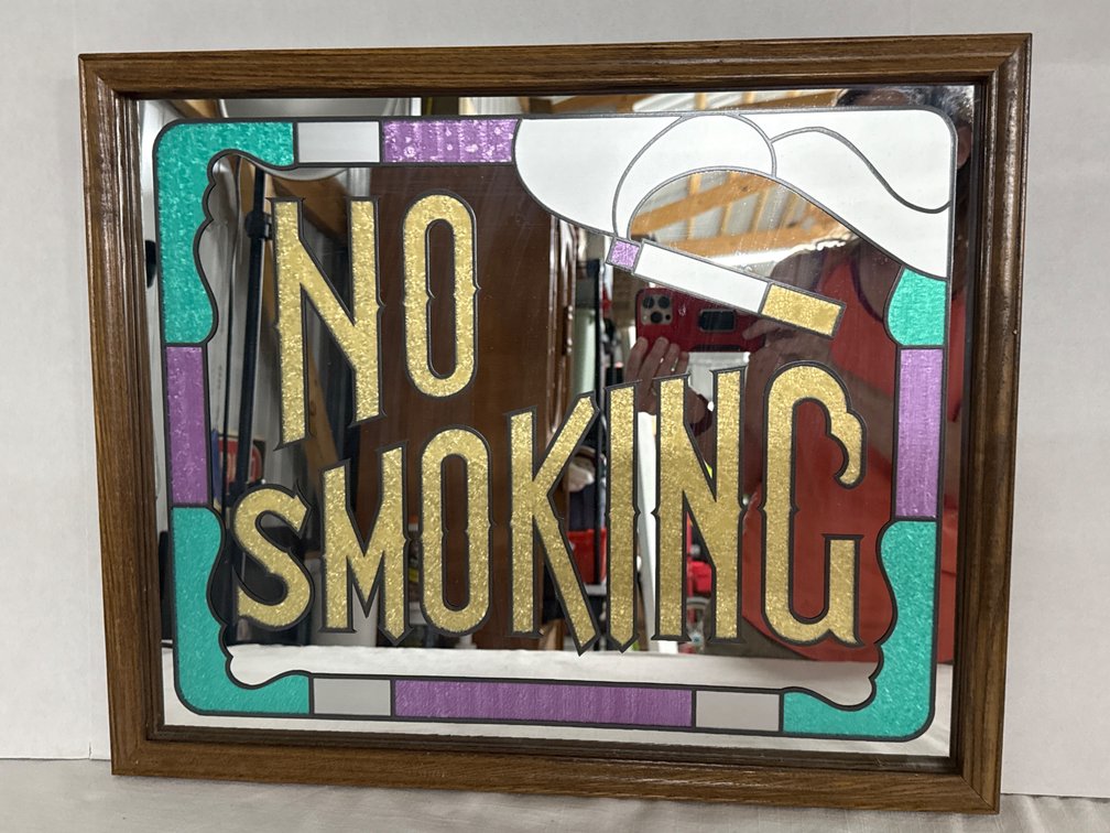 “No Smoking” Stained Glass Mirror